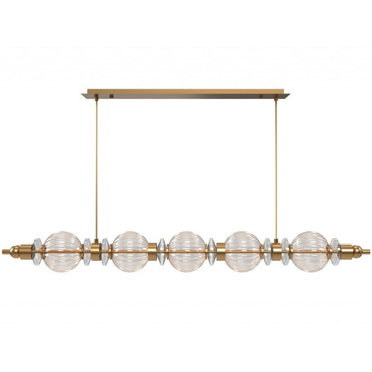 Avenue Lighting Avra 5 Light 5" Pendant, Aged Brass/Clear