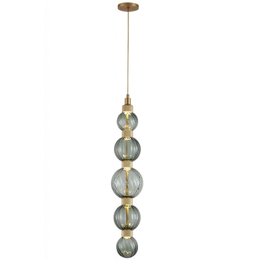 Avenue Zayna 5-Light 36"H LED Pendant, Brass/Green Glass - AEHF7960-AB-GRN