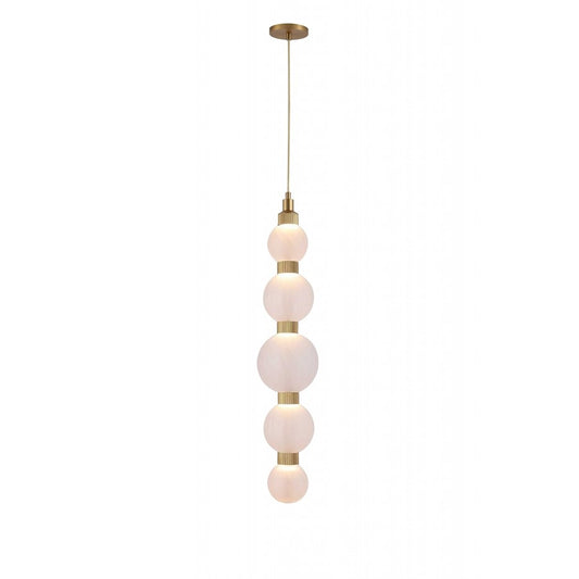 Avenue Zayna 5-Light 36"H LED Pendant, Brass/White Glass - AEHF7960-AB-WHT