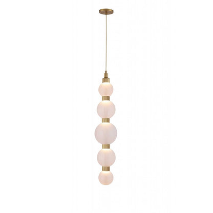 Avenue Zayna 5-Light 36"H LED Pendant, Brass/White Glass - AEHF7960-AB-WHT