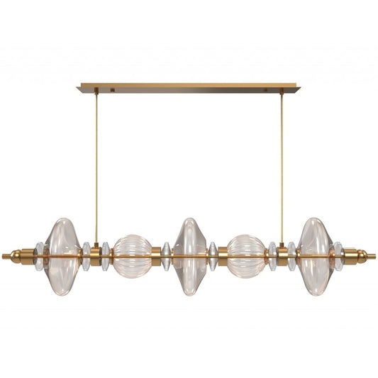 Avenue Lighting Avra 5 Light 9" Pendant, Aged Brass/Clear