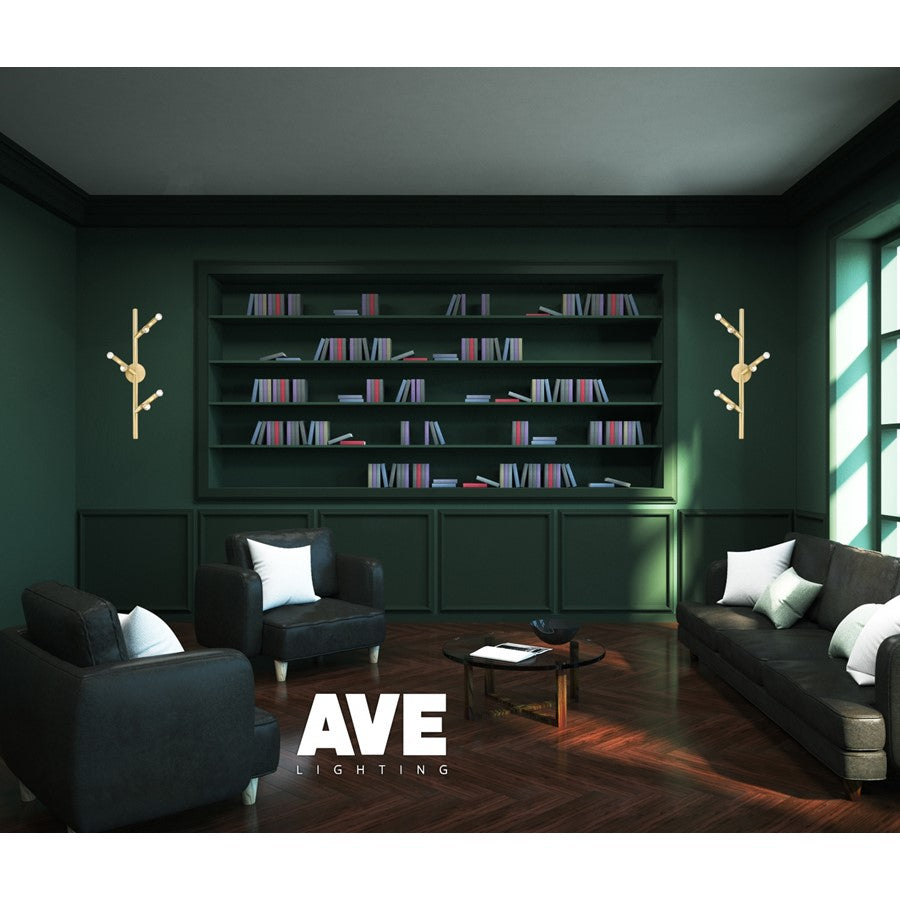 Avenue Lighting The Oaks 6 Light 36" Wall Sconce, Brushed Brass