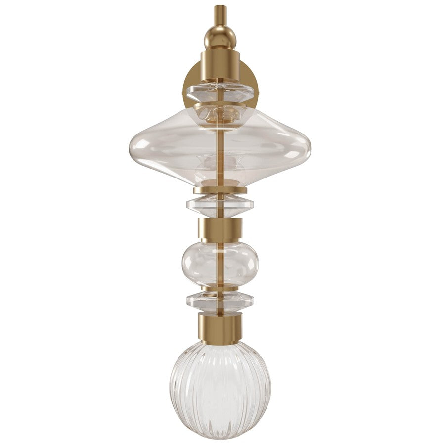 Avenue Lighting Avra LED 20" Wall Sconce, Brass/Top Stacked Glass