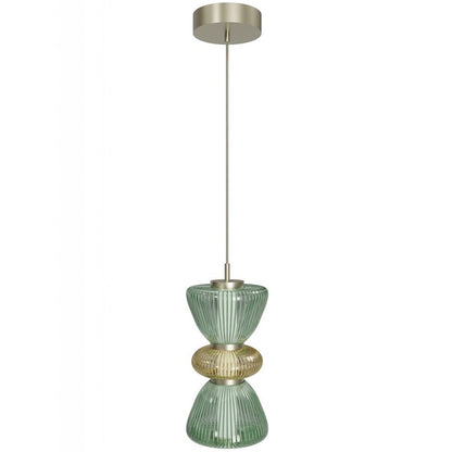 Avenue Lighting Rosewood 2 Light 19" Pendant, Aged Brass/Green