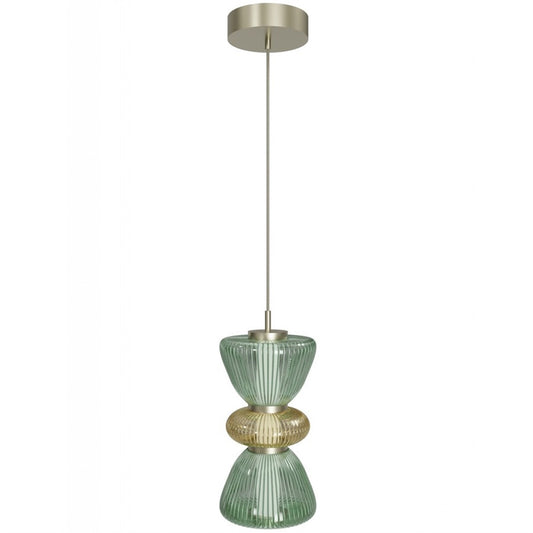 Avenue Lighting Rosewood 2 Light 19" Pendant, Aged Brass/Green