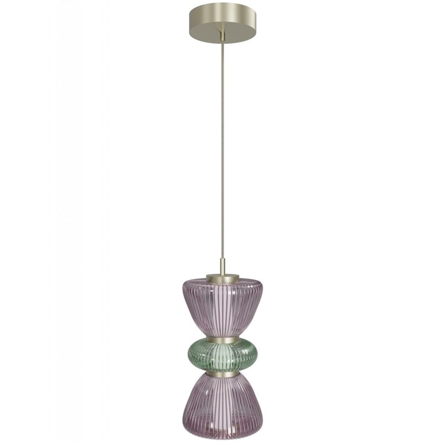 Avenue Lighting Rosewood 2 Light 19" Pendant, Aged Brass/Purple