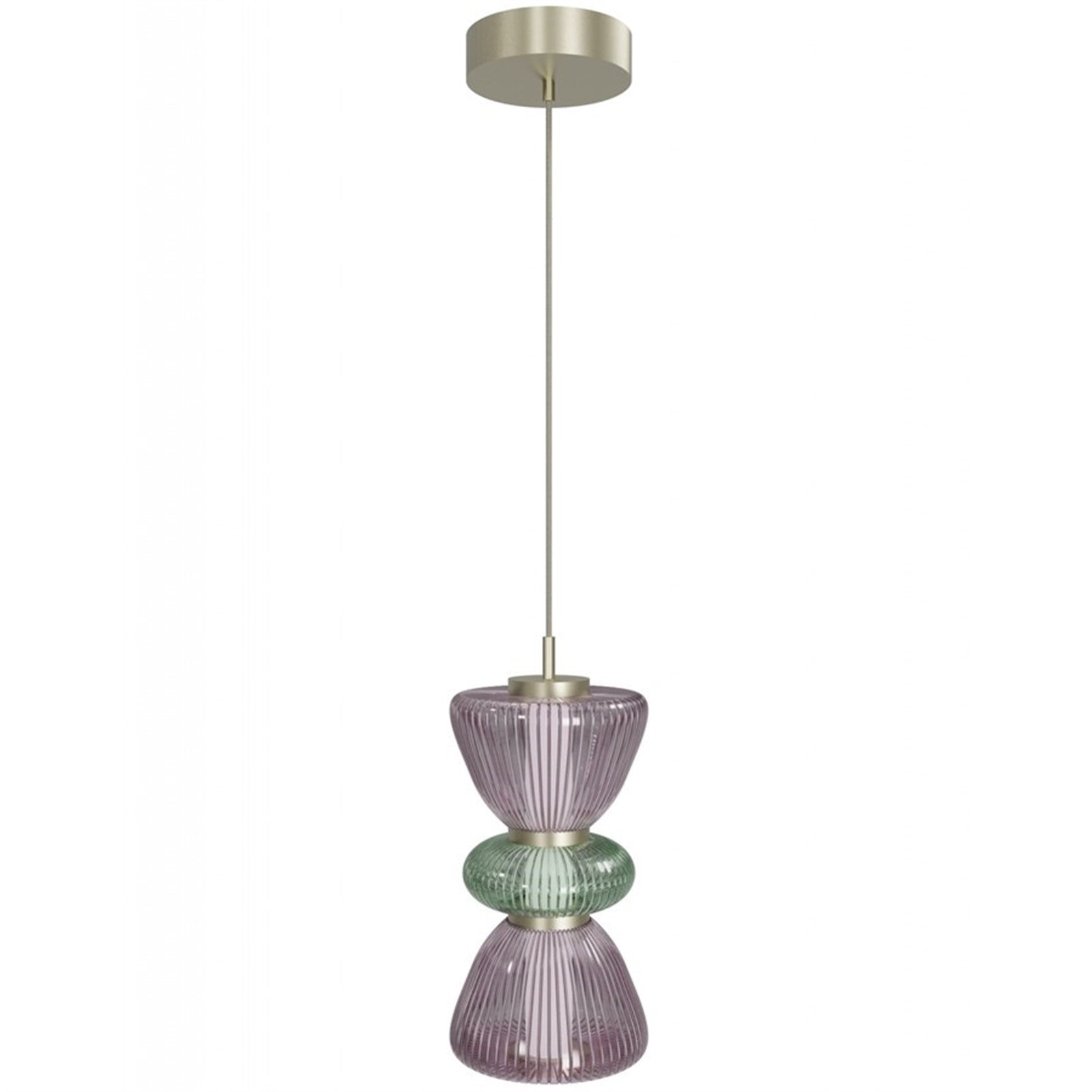 Avenue Lighting Rosewood 2 Light 19" Pendant, Aged Brass/Purple