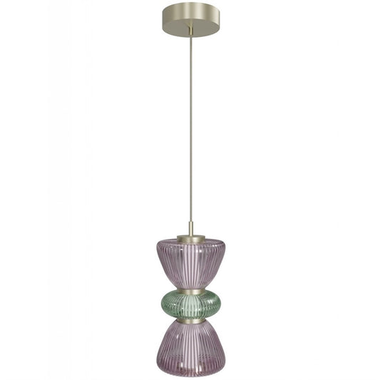 Avenue Lighting Rosewood 2 Light 19" Pendant, Aged Brass/Purple