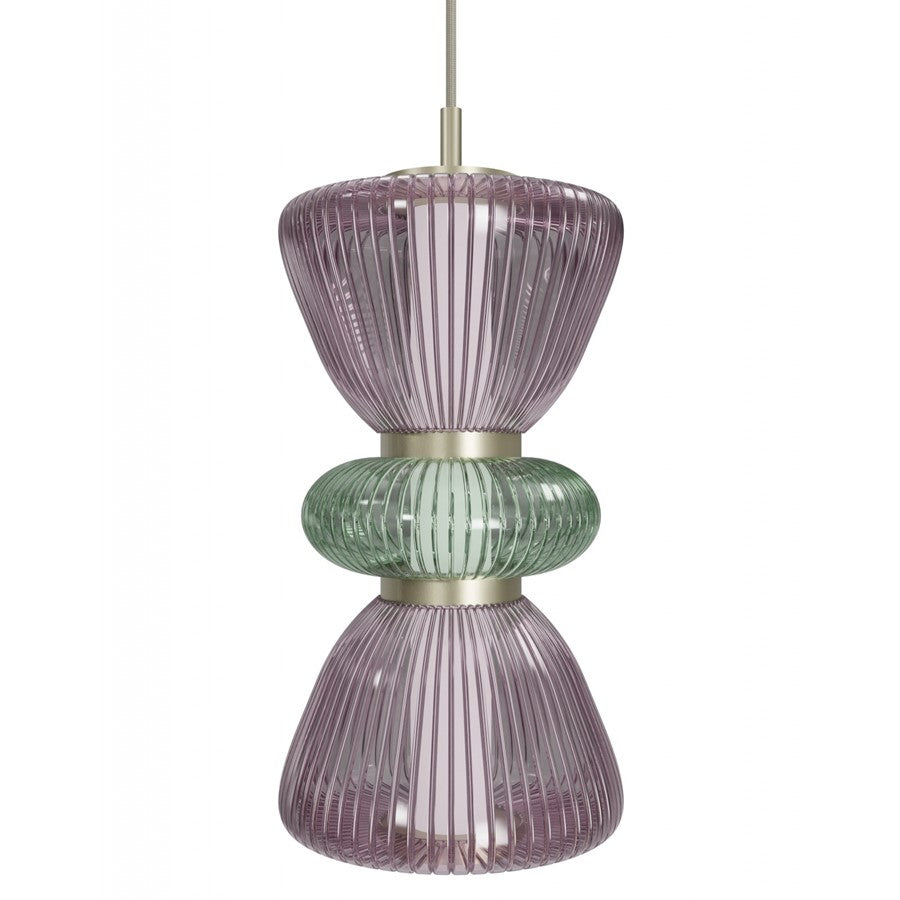Avenue Lighting Rosewood 2 Light 19" Pendant, Aged Brass/Purple