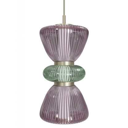 Avenue Lighting Rosewood 2 Light 19" Pendant, Aged Brass/Purple