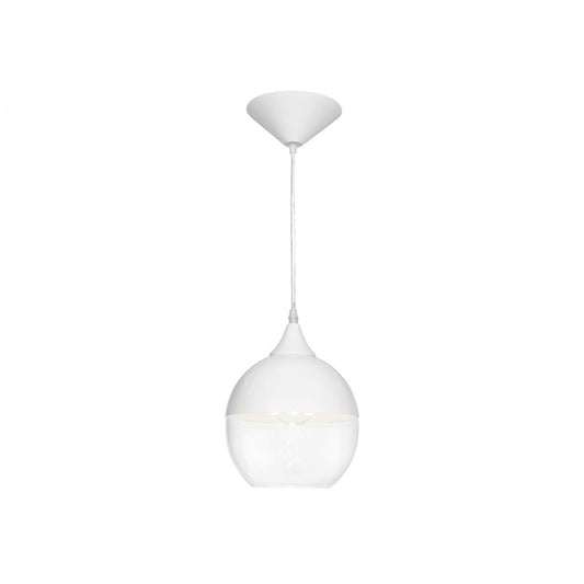 Avenue Lighting Robertson Blvd. 1 Light 8" Pendant, White /Clear