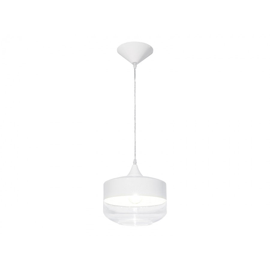 Avenue Lighting Robertson Blvd. 1 Light 10" Pendant, White /Clear