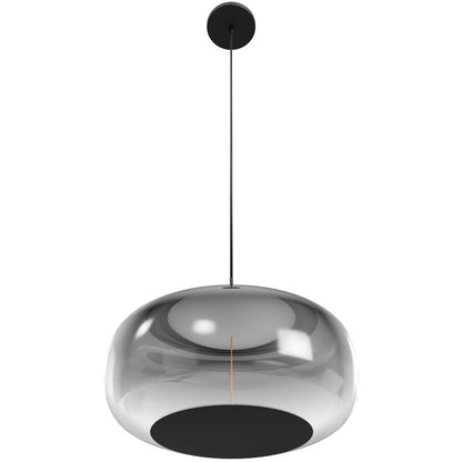 Avenue Lighting Monaco 1 Light 8" Pendant, Black+Smoky