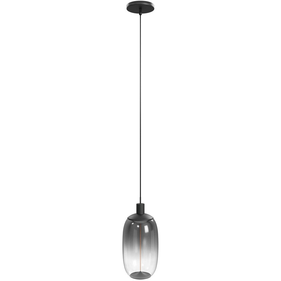 Avenue Lighting Monaco 1 Light 15" Pendant, Black+Smoky