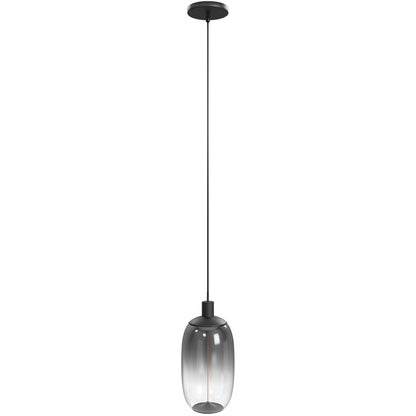 Avenue Lighting Monaco 1 Light 15" Pendant, Black+Smoky