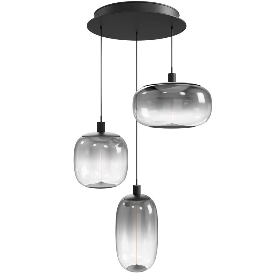 Avenue Lighting Monaco 3Lt 180" Pendant, Black /Gradient Smoke