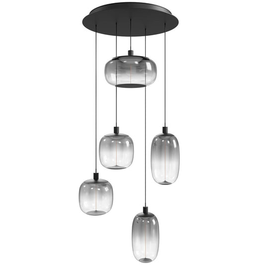 Avenue Lighting Monaco 5Lt 180" Pendant, Black /Gradient Smoke