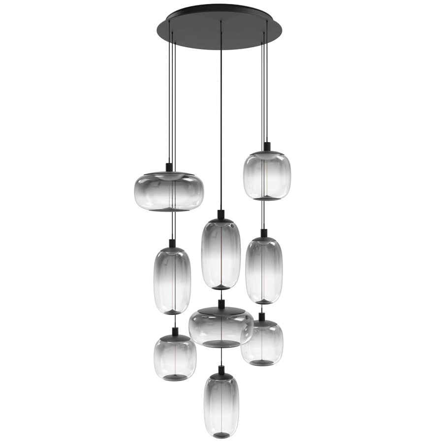 Avenue Lighting Monaco 9Lt 180" Pendant, Black /Gradient Smoke