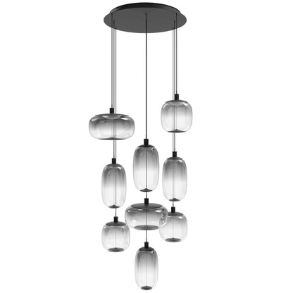 Avenue Lighting Monaco 9Lt 180" Pendant, Black /Gradient Smoke