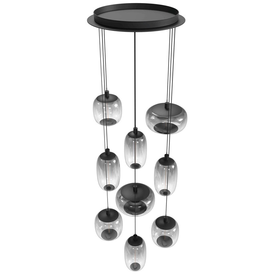 Avenue Lighting Monaco 9Lt 180" Pendant, Black /Gradient Smoke