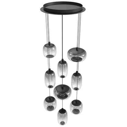Avenue Lighting Monaco 9Lt 180" Pendant, Black /Gradient Smoke