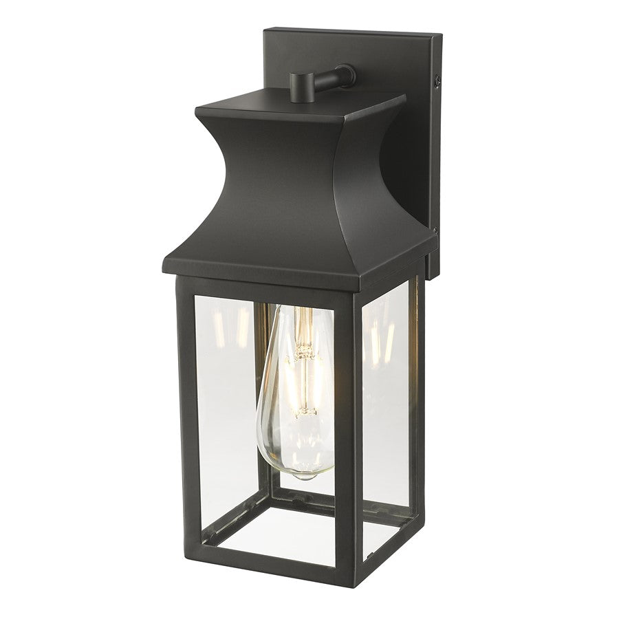 Acclaim Lighting 1 Light 14" Oudoor Wall Mount, Matte Black/Clear