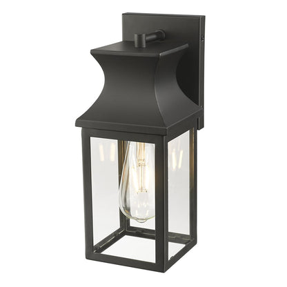 Acclaim Lighting 1 Light 14" Oudoor Wall Mount, Matte Black/Clear