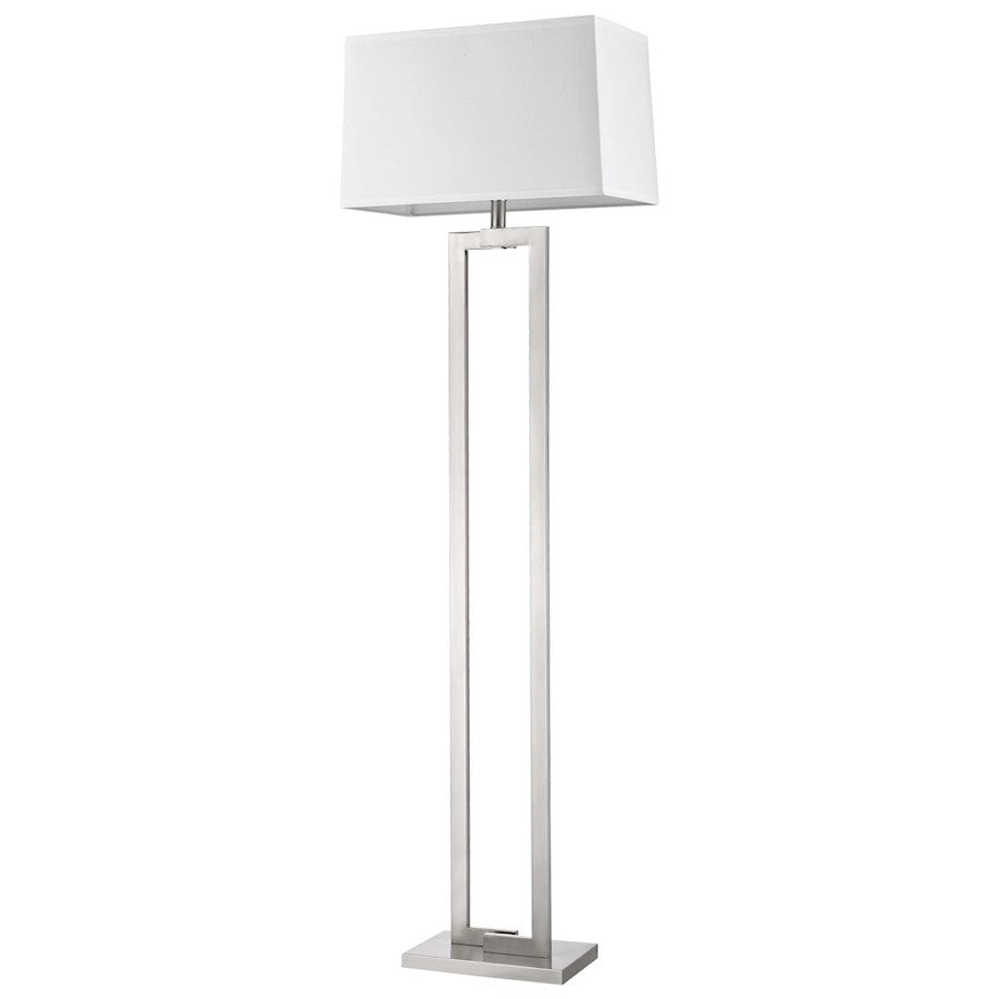 Acclaim Riley 1 Light Floor Lamp, Nickel/Off-White Shantung