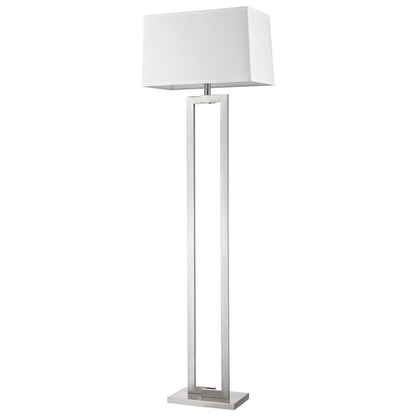 Acclaim Riley 1 Light Floor Lamp, Nickel/Off-White Shantung