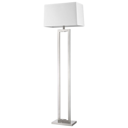 Acclaim Riley 1 Light Floor Lamp, Nickel/Off-White Shantung