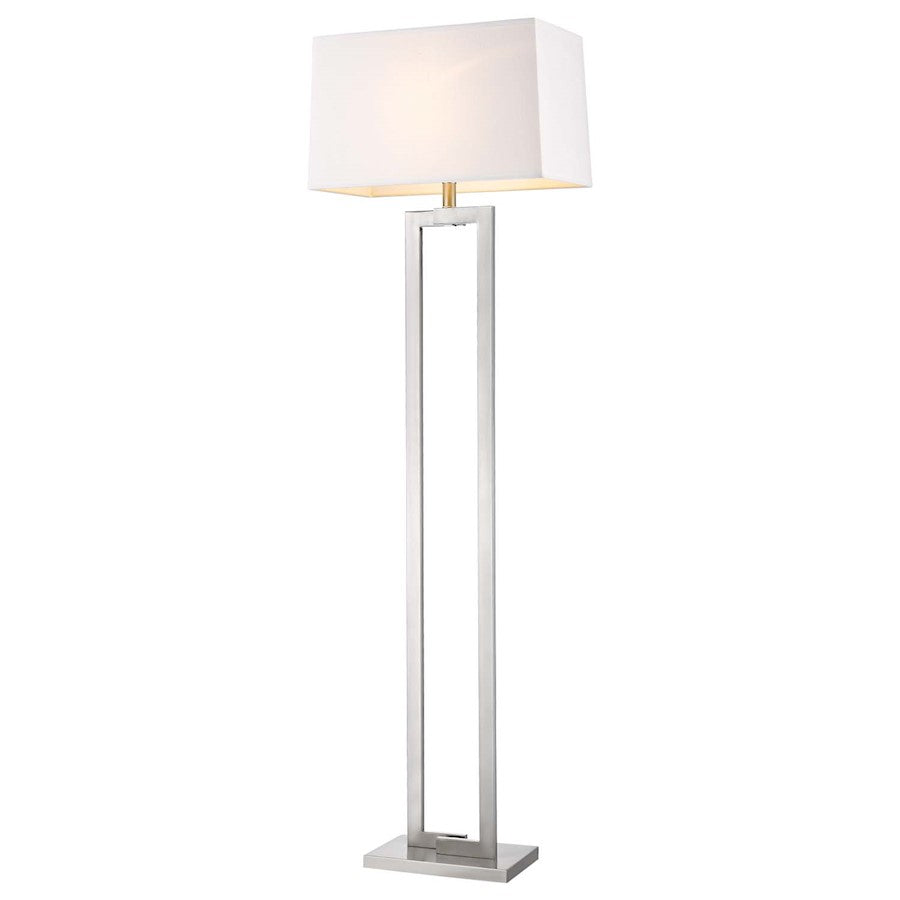 Acclaim Riley 1 Light Floor Lamp, Nickel/Off-White Shantung