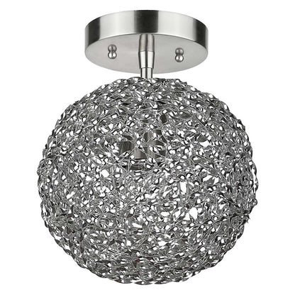 Acclaim Snow Flushmount, Nickel/Hand Woven Aluminum Strand