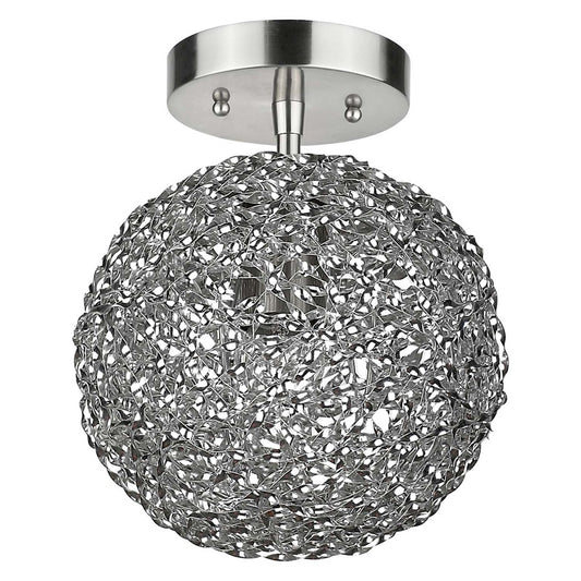 Acclaim Snow Flushmount, Nickel/Hand Woven Aluminum Strand