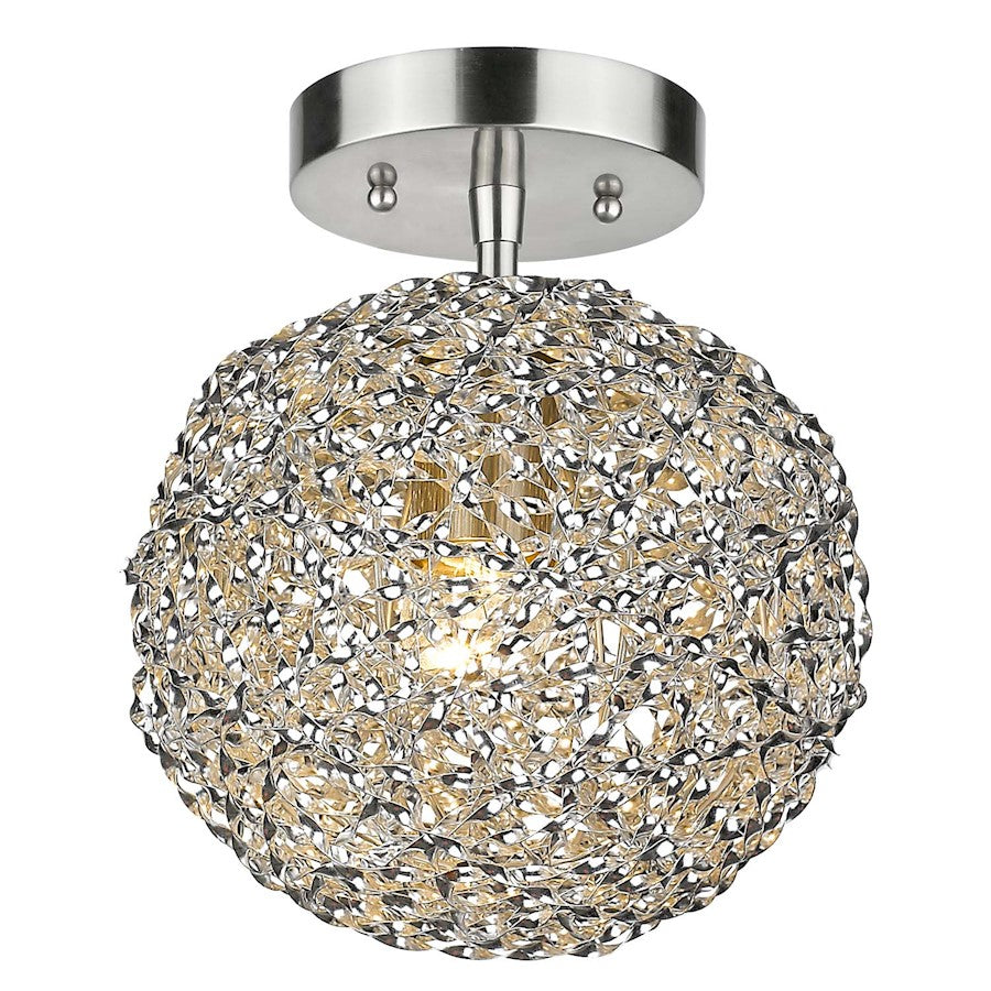 Acclaim Snow Flushmount, Nickel/Hand Woven Aluminum Strand