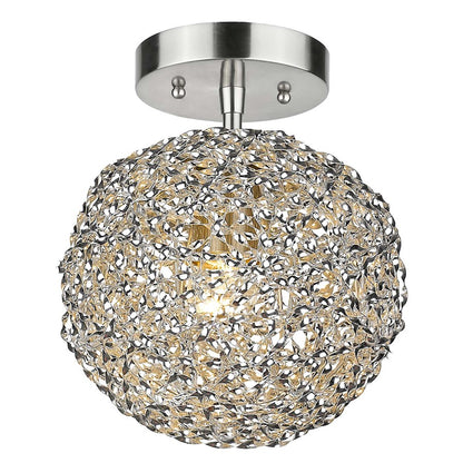 Acclaim Snow Flushmount, Nickel/Hand Woven Aluminum Strand