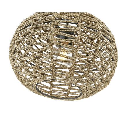 Acclaim Lighting 1 Light 15" Pendant, Black Metal/Natural Seagrass