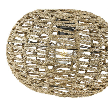 Acclaim Lighting 1 Light 15" Pendant, Black Metal/Natural Seagrass