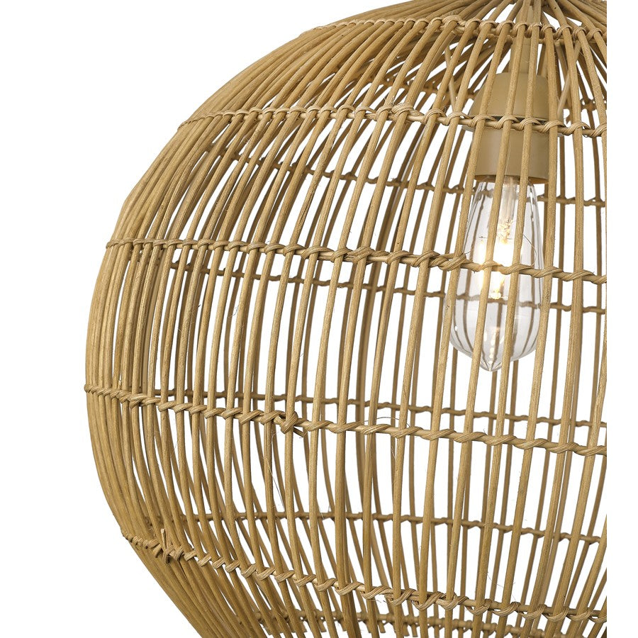 Acclaim Lighting 1 Light 19" Pendant, Tan Metal/Camel Rattan/Camel