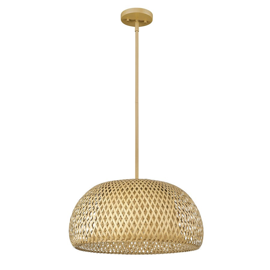 Acclaim Lighting 1 Light 18" Pendant, Tan Metal/Natural Bamboo - IN20007WK