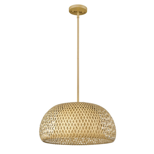 Acclaim Lighting 1 Light 18" Pendant, Tan Metal/Natural Bamboo - IN20007WK