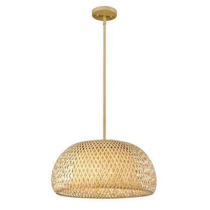 Acclaim Lighting 1 Light 18" Pendant, Tan Metal/Natural Bamboo