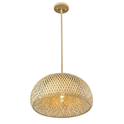 Acclaim Lighting 1 Light 18" Pendant, Tan Metal/Natural Bamboo