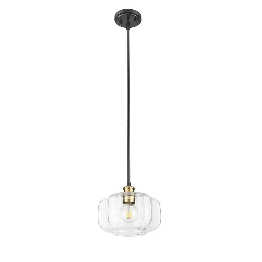 Acclaim Lighting 1 Light 10" Pendant, Matte Black and Brass/Clear - IN20033BK