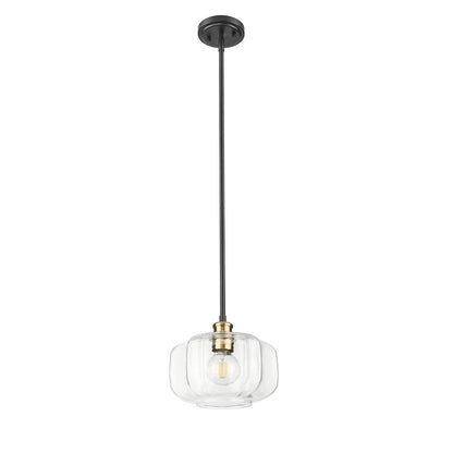 Acclaim Lighting 1 Light 10" Pendant, Matte Black and Brass/Clear - IN20033BK