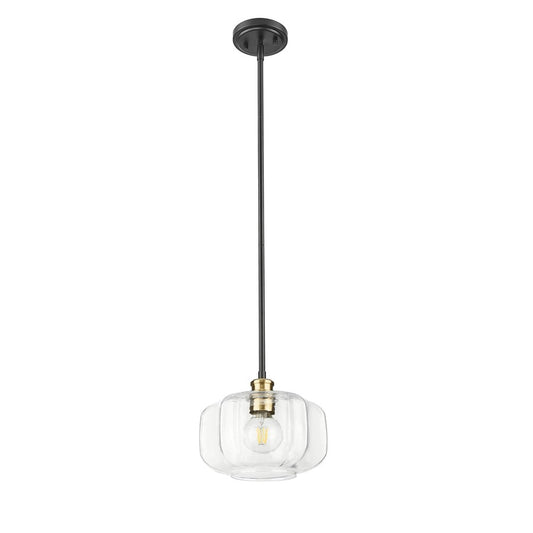 Acclaim Lighting 1 Light 10" Pendant, Matte Black and Brass/Clear - IN20033BK