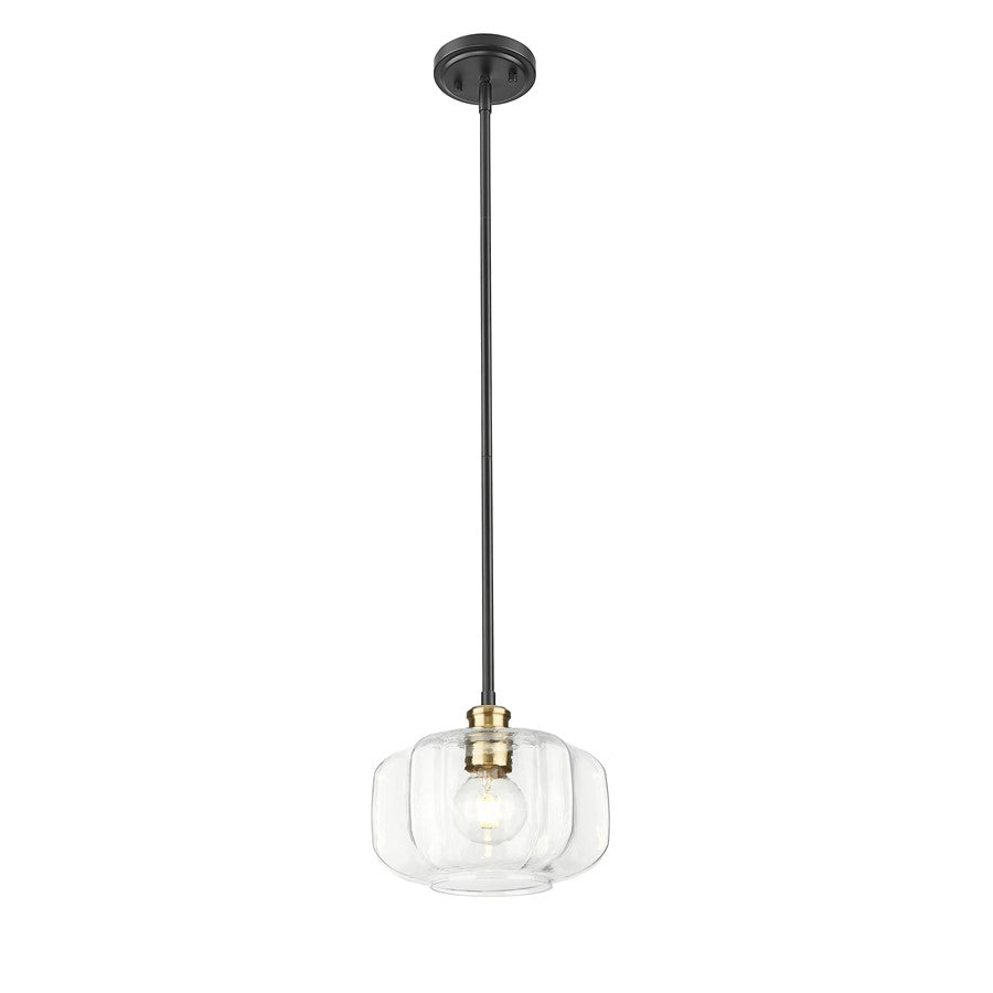 Acclaim Lighting 1 Light 10" Pendant, Matte Black and Brass/Clear