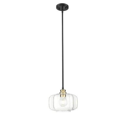 Acclaim Lighting 1 Light 10" Pendant, Matte Black and Brass/Clear