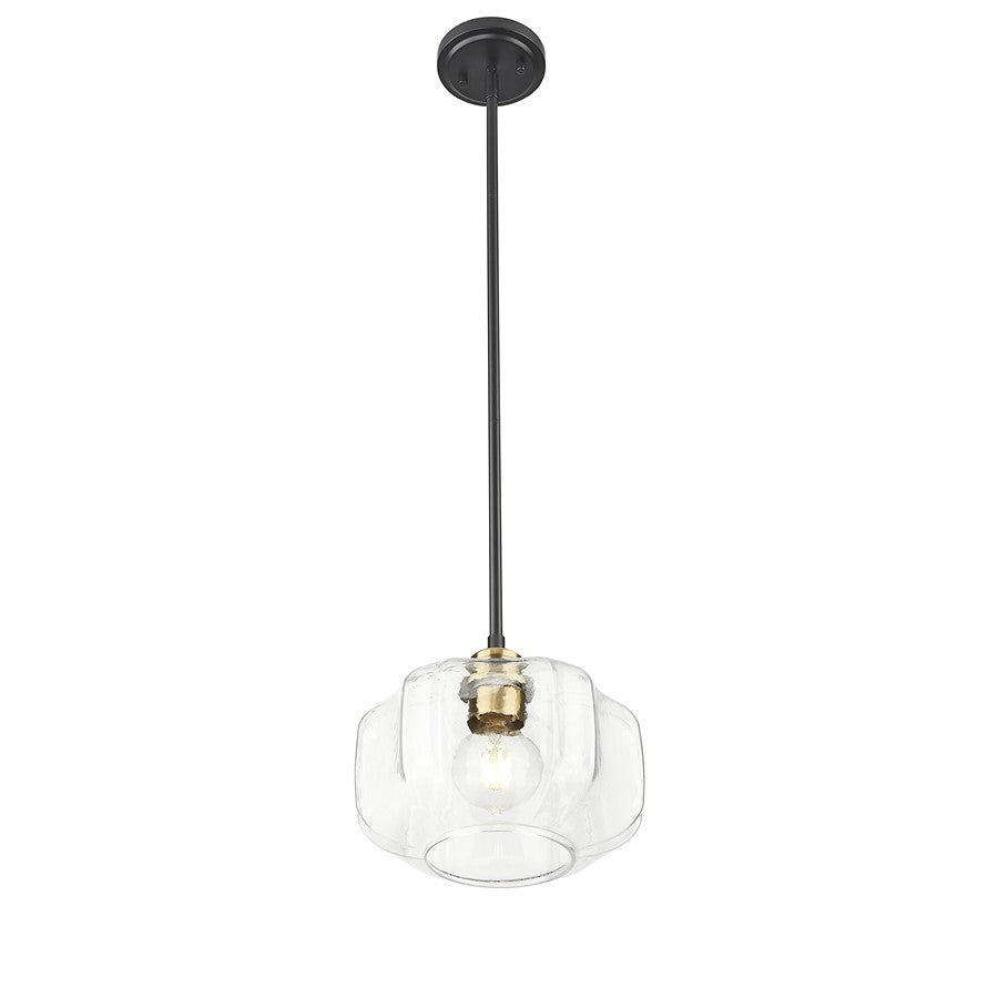 Acclaim Lighting 1 Light 10" Pendant, Matte Black and Brass/Clear