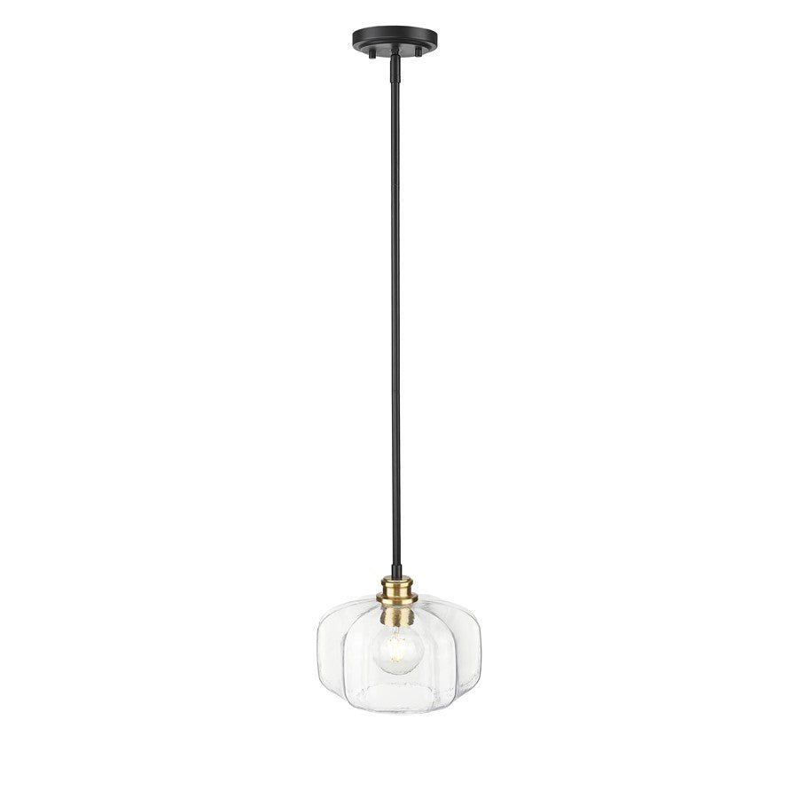 Acclaim Lighting 1 Light 10" Pendant, Matte Black and Brass/Clear