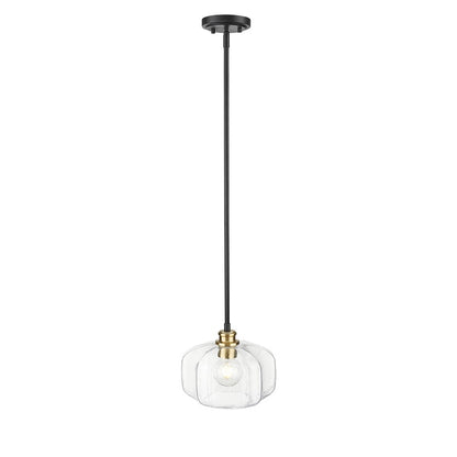 Acclaim Lighting 1 Light 10" Pendant, Matte Black and Brass/Clear